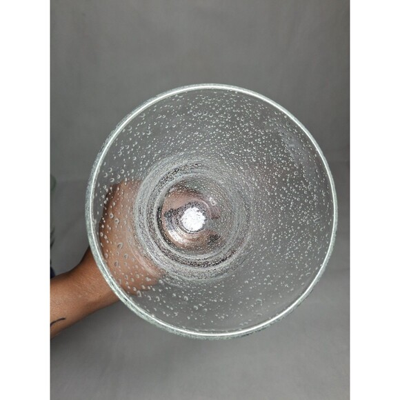 Vintage Pottery Barn Handblown Wine Glass Goblets Bubble Effect Purple Blue Stem - Picture 4 of 10